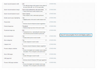 Front-end display settings