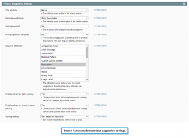Product suggestion settings