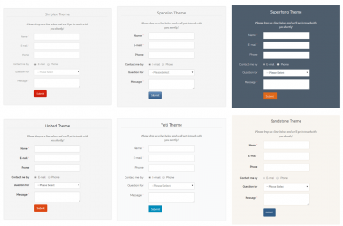 Magento contact form front-end themes