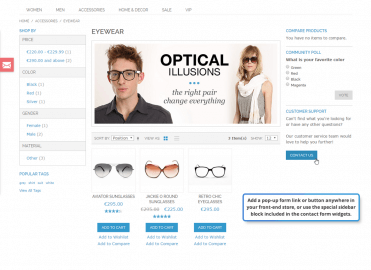 Pop-up form sidebar block
