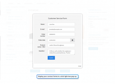 Pop-up contact form