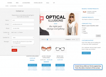 Slide-out contact form