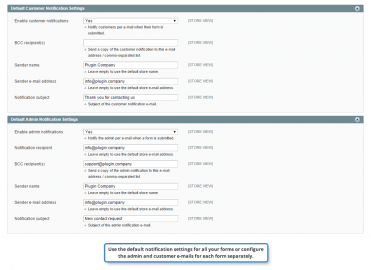 Default notification settings