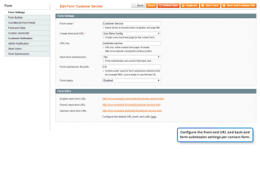 Contact form settings