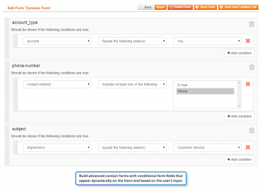 Conditional form field settings