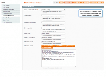 Customer e-mail notification