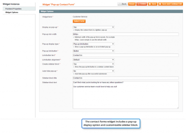 Pop-up contact form widget