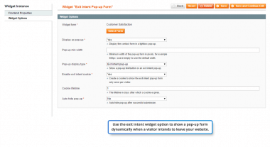 Exit intent pop-up form widget