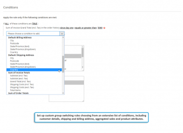 Configure group switching rule conditions