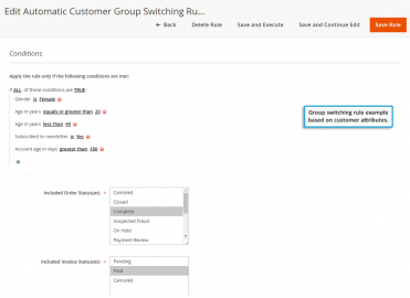 Rule based on customer attributes