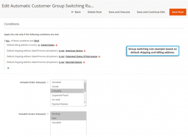 Rule based on billing & shipping address