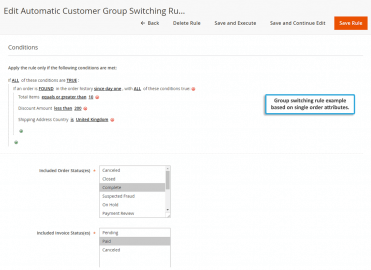Rule based on single order attributes