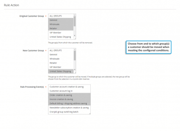 Customer group selection