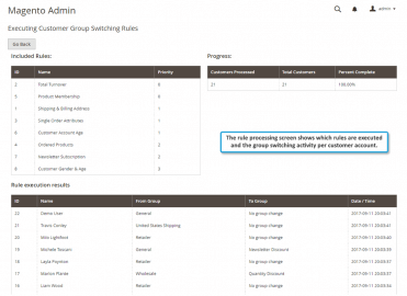 Rule processing screen