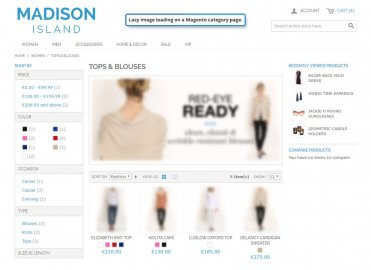 Lazy category page loading (blurred)