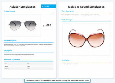 Simple product PDF example