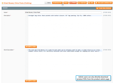 Download product PDF from Admin Panel