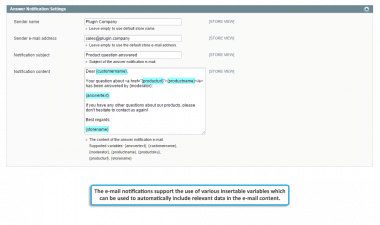Answer e-mail notification settings