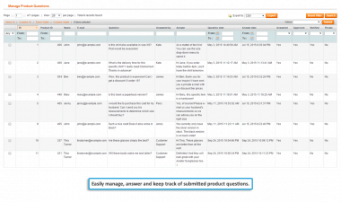 Manage product questions