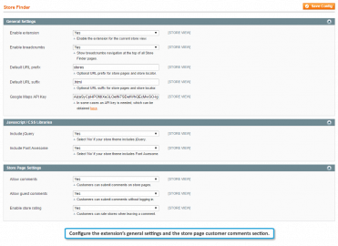 General & store page settings
