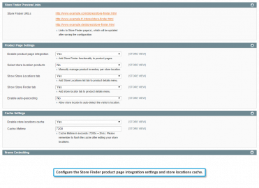 Product page integration & cache settings
