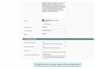 Front-end display settings
