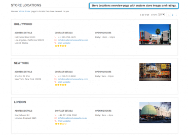 Store locations list page with custom images