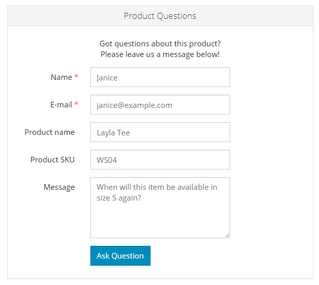 automatically prefilled contact form
