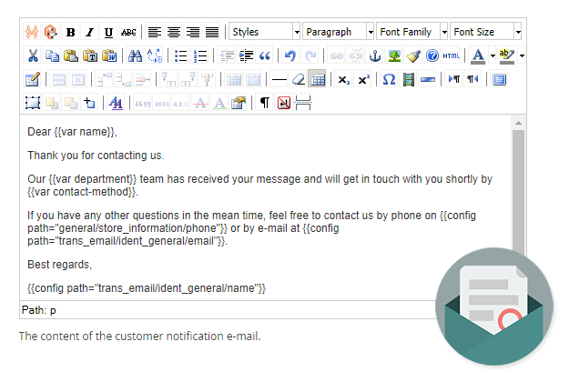 magento contact form e-mail notifications