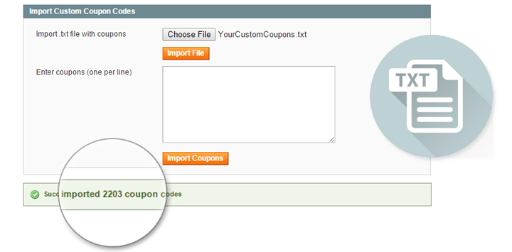 upload custom coupons in magento