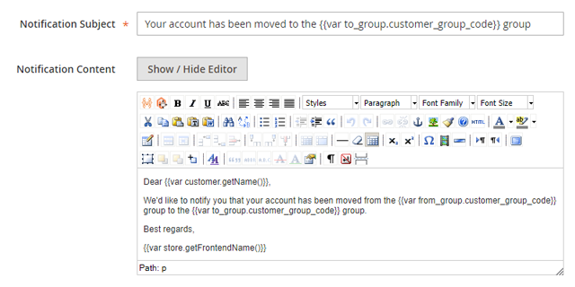 group switching e-mail notifications