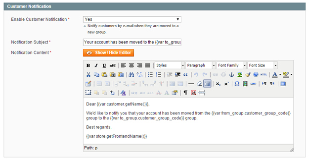 group switching e-mail notifications