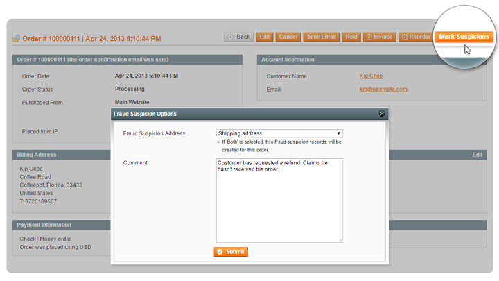 detect suspicious orders