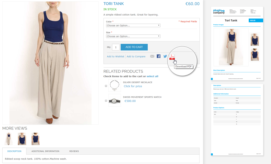 magento product page pdf