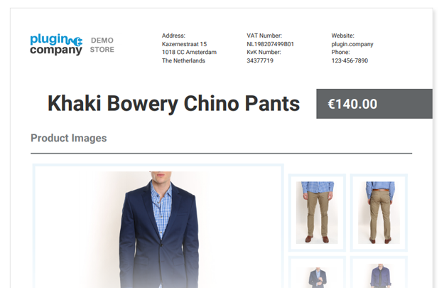 customize product page pdf content & design