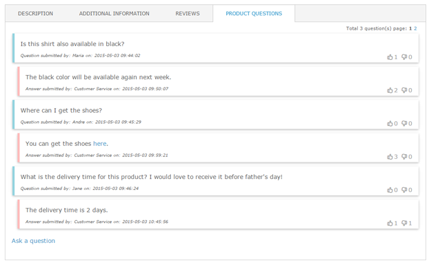 product questions material design