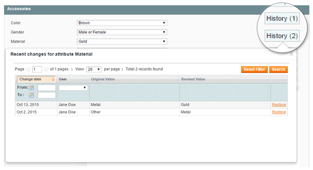 product version history magento