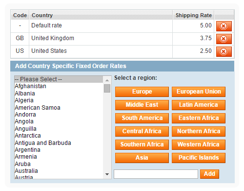 magento fixed order shipping rates
