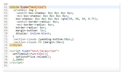 highlight css and javascript in magento