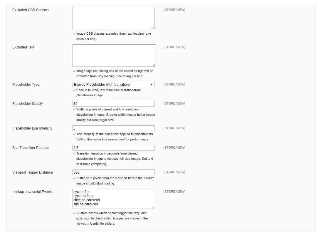 Lazy load settings (2 of 2)