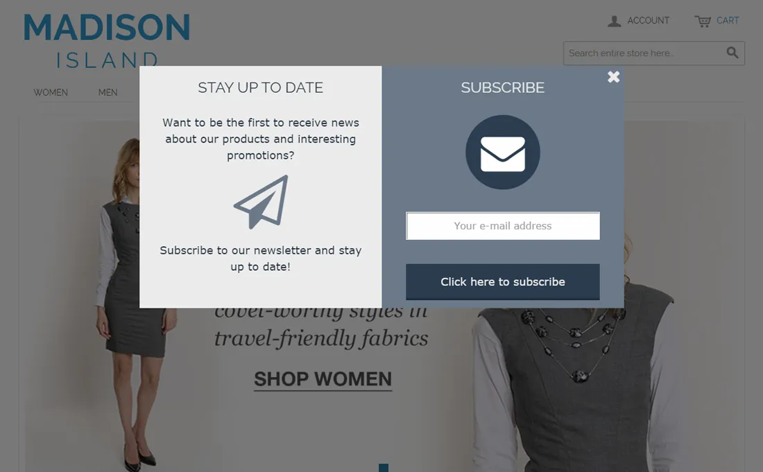 Newsletter pop-up front-end example (2 of 4)