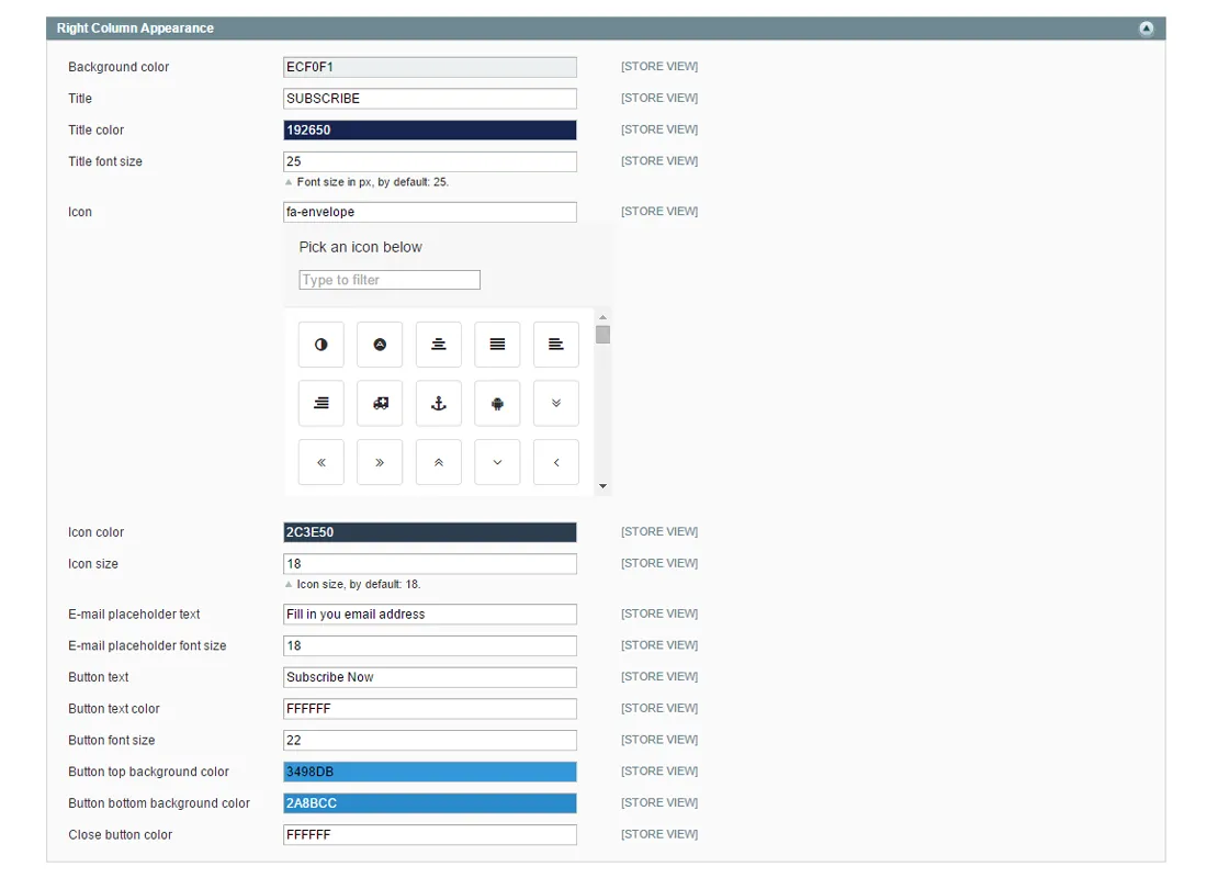 Right column appearance