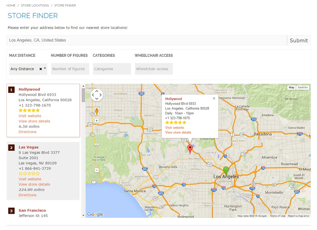 Store Finder: Interactive store map