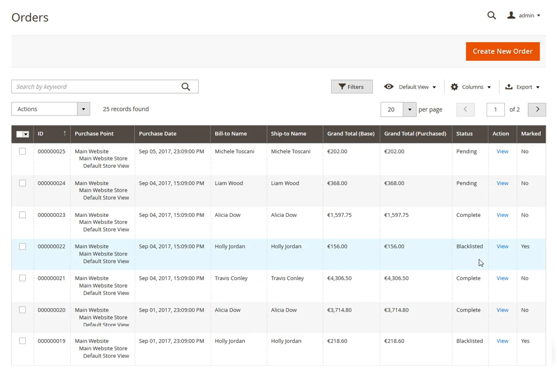 Fraud Prevention: Sales order overview