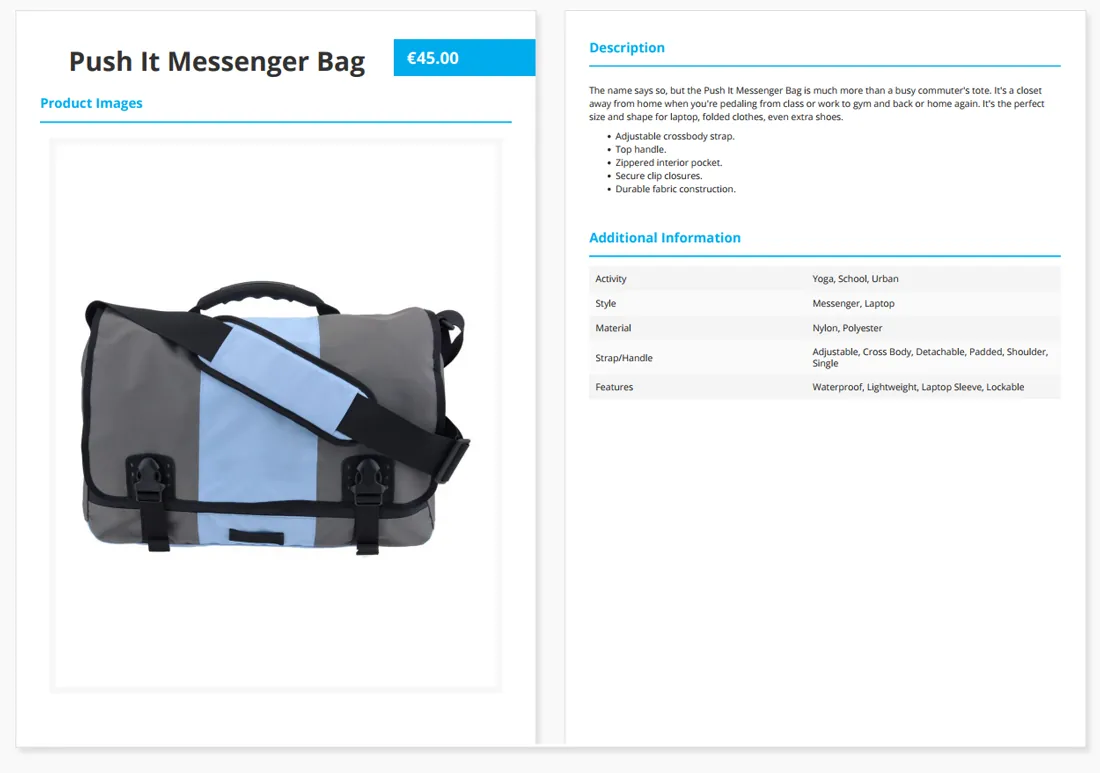 Product Page PDF: Simple product PDF example
